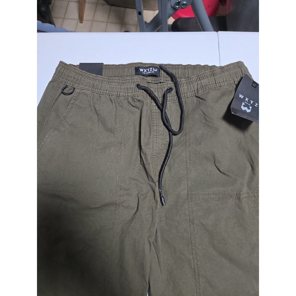 Men’s WXYZ LA Med Canvas Jogger Khaki Drawstring W/ Elastic Ankles Cargo NWT